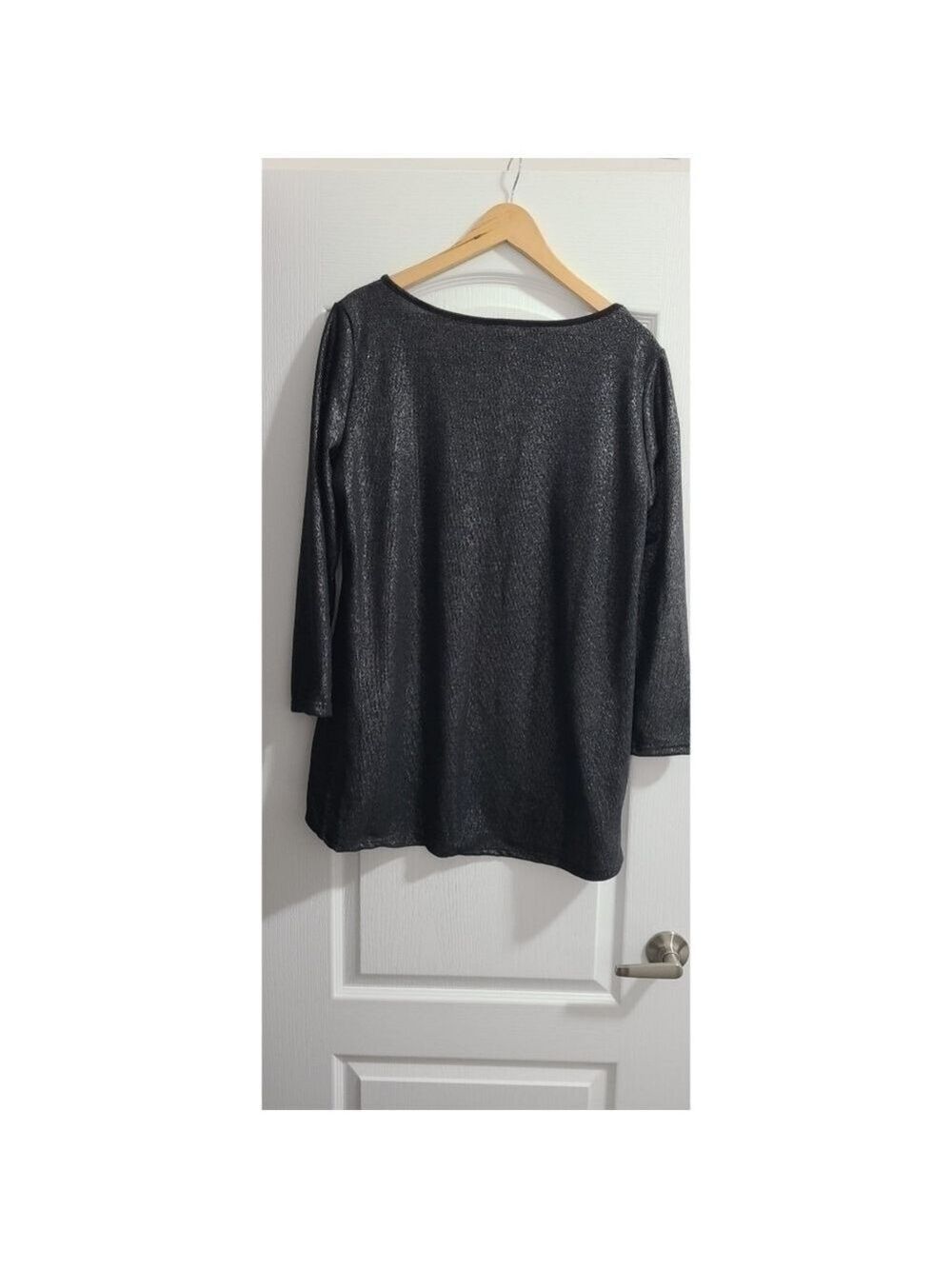 Trïbe Black Sparkle 3/4 Sleeve Sweater Top Tunic Size Medium NWT - Picture 3 of 5